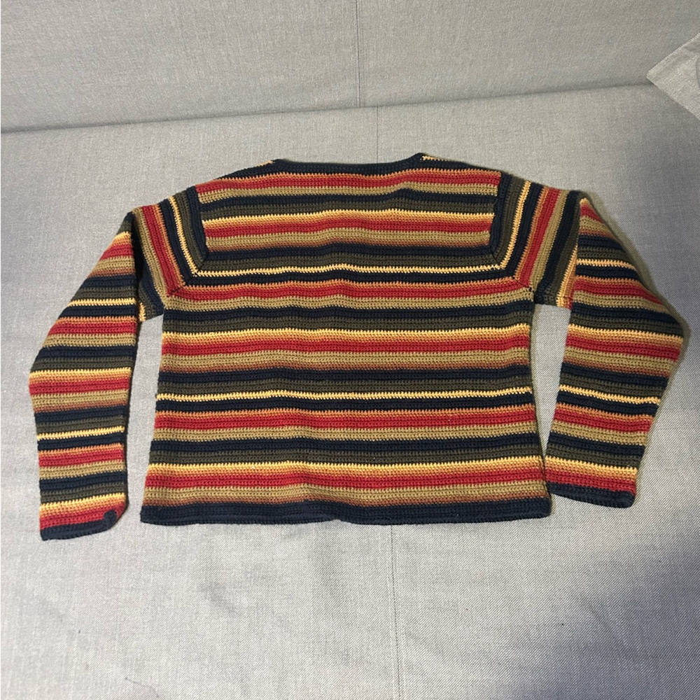 Vtg Multicolor Striped Women's Cardigan Sweater Small - Picture 8 of 9